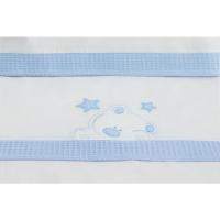 Sábanas Minicuna Don Algodón blanco azul nido de abeja 3piezas INTERBABY, 50x80 cm
