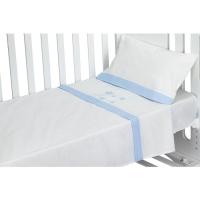Sábanas Minicuna Don Algodón blanco azul nido de abeja 3piezas INTERBABY, 50x80 cm