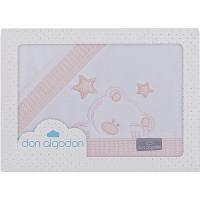 Sábanas Minicuna Don Algodón blanco rosa nido de abeja 3piezas INTERBABY, 50x80 cm