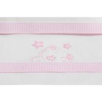 Sábanas Minicuna Don Algodón blanco rosa nido de abeja 3piezas INTERBABY, 50x80 cm