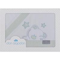 Sábanas Minicuna Don Algodón blanco Verde nido abeja 3 piezas INTERBABY, 50x80 cm