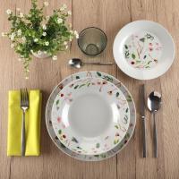 Vajilla Sansa, porcelana flores colores. Platos Ø 27, 23 y 19 cm, pack 18 piezas