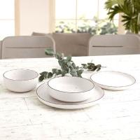 Vajilla Duna Crema, loza. Platos Ø 26,5, 18,5 y 20 cm, pack 12 piezas