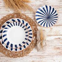 Vajilla Oceanika Azul, porcelana. Platos Ø 26, 20 y 19 cm BIDASOA, pack 18 piezas
