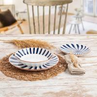 Vajilla Oceanika Azul, porcelana. Platos Ø 26, 20 y 19 cm BIDASOA, pack 18 piezas
