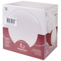 Vajilla Coruña, porcelana blanca Platos Ø25,5, 20,5 y 19 cm SANTA CLARA, 12 piezas