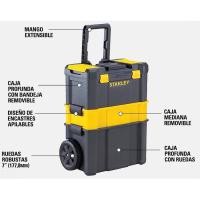Caja herramientas móvil 3 en 1, orificio para candado STANLEY, 47,5x28,5x62,3 cm