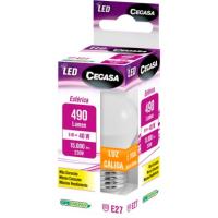 Bombilla Led E27 esférica 5W luz cálida (2700k) CEGASA, caja 1 ud
