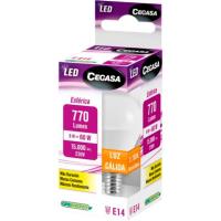 Bombilla Led E14 esférica 8W luz cálida (2700k) CEGASA, caja 1 ud