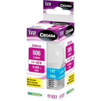 Bombilla Led E27 esférica 8W luz fría (6500k) CEGASA, caja 1 ud