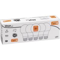 Bombilla Led esférica E27 8,5W luz cálida (3000k) MEGALED, pack de 5 uds