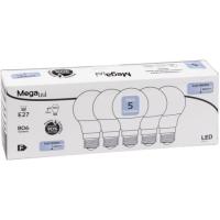Bombilla Led esférica E27 8,5W luz neutra (4000k) MEGALED, pack de 5 uds