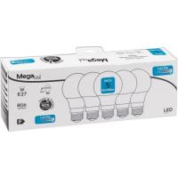 Bombilla Led esférica E27 8,5W luz fría (6000k) MEGALED, pack de 5 uds