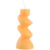 Vela torneada en cera amarilla, 13 cm