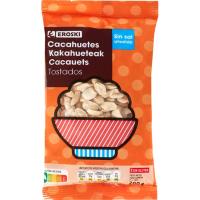 Cacahuete tostado sin sal EROSKI, bolsa 200 g