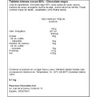 Chocolate negro 80% PANCRACIO, tableta 100 g