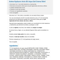 Aqua gel-crema regeneradora AVÉNE HYALURON ACTIV B3, tarro 50 ml