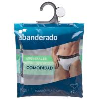 Slip hombre cerrado algodón elástico, blanco/gris talla XL ABANDERADO, pack 2 uds