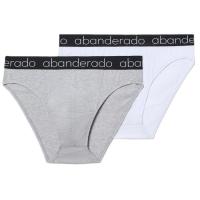 Slip hombre cerrado algodón elástico, blanco/gris talla XL ABANDERADO, pack 2 uds