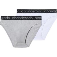 Slip hombre cerrado algodón elástico, blanco/gris talla XL ABANDERADO, pack 2 uds