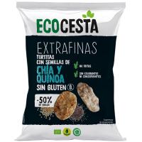 Tortitas de arroz integral, chía y quinoa ECOCESTA, bolsa 60 g