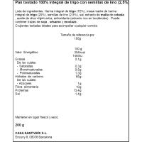 Pan tostado 100% integral con semillas SANTIVERI, paquete 200 g