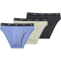 Slip de hombre, algodón elástico, negro/verde pistacho talla L DIM, pack 3 uds