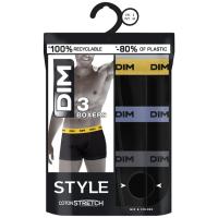 Bóxer de hombre, algodón elástico, negro cintura lila/gris talla S DIM, pack 3 uds