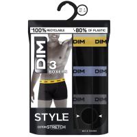 Bóxer de hombre, algodón elástico, negro cintura lila/gris talla L DIM, pack 3 uds