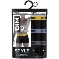 Bóxer de hombre, algodón elástico, negro cintura lila/gris talla XL DIM, pack 3 uds
