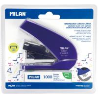 Grapadora compacta azul, botón de recarga y desgrapadora + 1000 grapas 24/6 MILAN