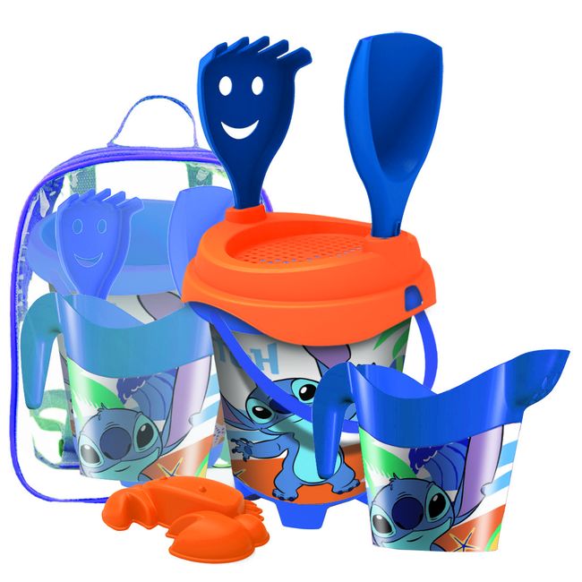 Mochila playa Stitch con cubos y accesorios, edad rec:+3 años MONDO