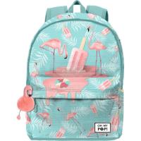 OH MY POP! 6998 HS FAN 2.2 Ice Flamingo motxila urdina, 2 kremailera, 44x31x18 cm