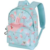 OH MY POP! 6998 HS FAN 2.2 Ice Flamingo motxila urdina, 2 kremailera, 44x31x18 cm