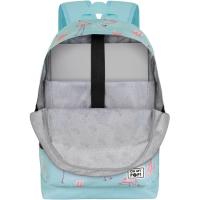 OH MY POP! 6998 HS FAN 2.2 Ice Flamingo motxila urdina, 2 kremailera, 44x31x18 cm