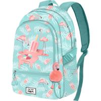 OH MY POP! 7082 HS Fight 2.2 Ice Flamingo motxila urdina 3 kremailera, 44x31x18 cm
