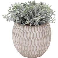 Planta artificial en maceta de cemento gris, 17x10x15 cm