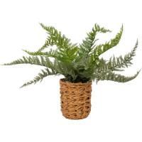 Planta artificial: Helecho en maceta de paja, 1 ud