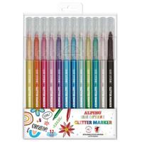 Rotulador efecto purpurina, 12 colores Glitter ALPINO, 12 uds