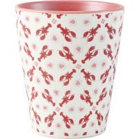 Vaso de gres blanco con Langostas e interior teja, 300 ml