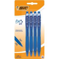 Bolígrafo retráctil, punta 1mm, tinta azul BU3 Grip BIC, blister 4 uds