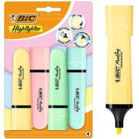 Marcador fluorescente, 4 colores pastel, Marking Flat BIC, pack 4 uds