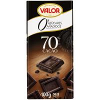 VALOR azukrerik gabeko % 70 txokolatea, tableta 100 g