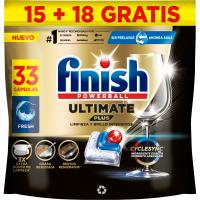 Lavavajillas máquina FINISH ULTIMATE PLUS, bolsa 15+15 dosis