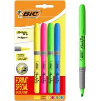 Marcador fluorescente, 4 colores neón, Highlighter Grip BIC, pack 4 uds