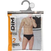 Slip de hombre sin costuras, algodón, negro/gris talla L DIM BASIC, pack 2 uds