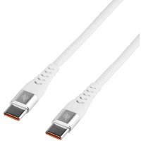 Cable trenzado de carga y datos, blanco, USB-C a USB-C, 2 A, 2 metros