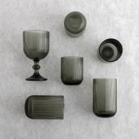Vaso Fósil, vidrio labrado gris fumé BIDASOA, 28 cl