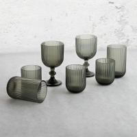 Vaso Fósil, vidrio labrado gris fumé BIDASOA, 28 cl