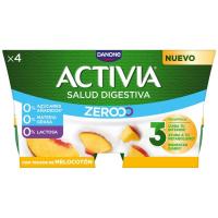 Yogur triple zero de melocoton ACTIVIA, pack 4x120 g